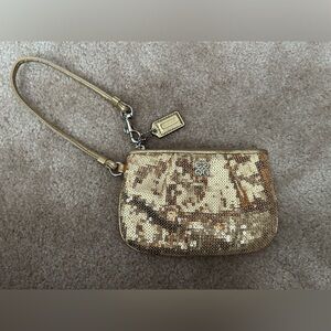 Coach Gold Sequin Wristlet